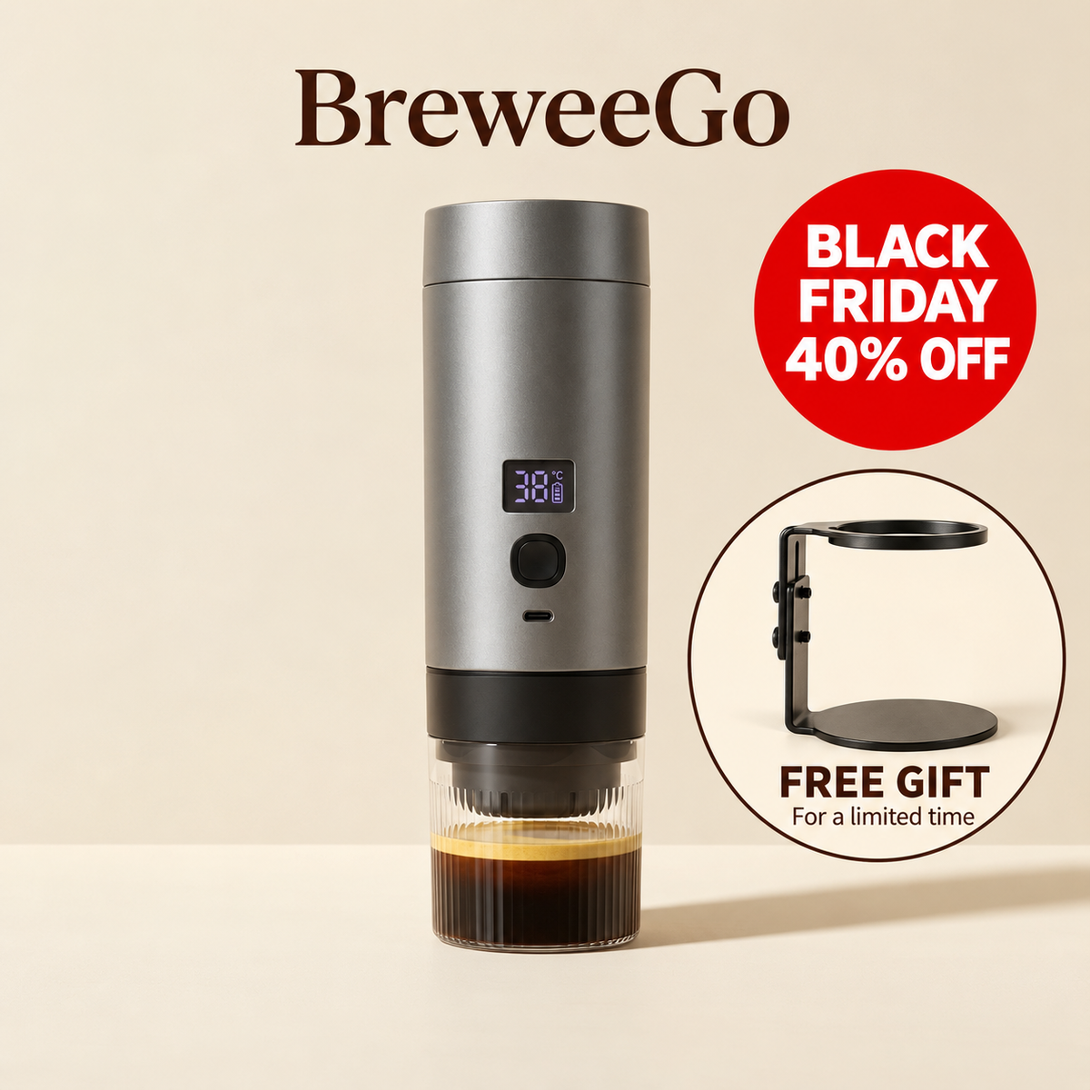 BreweeGo 3-in-1 Portable Espresso & Coffee Maker