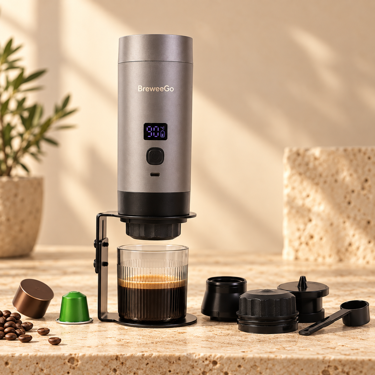 BreweeGo 3-in-1 Portable Espresso & Coffee Maker