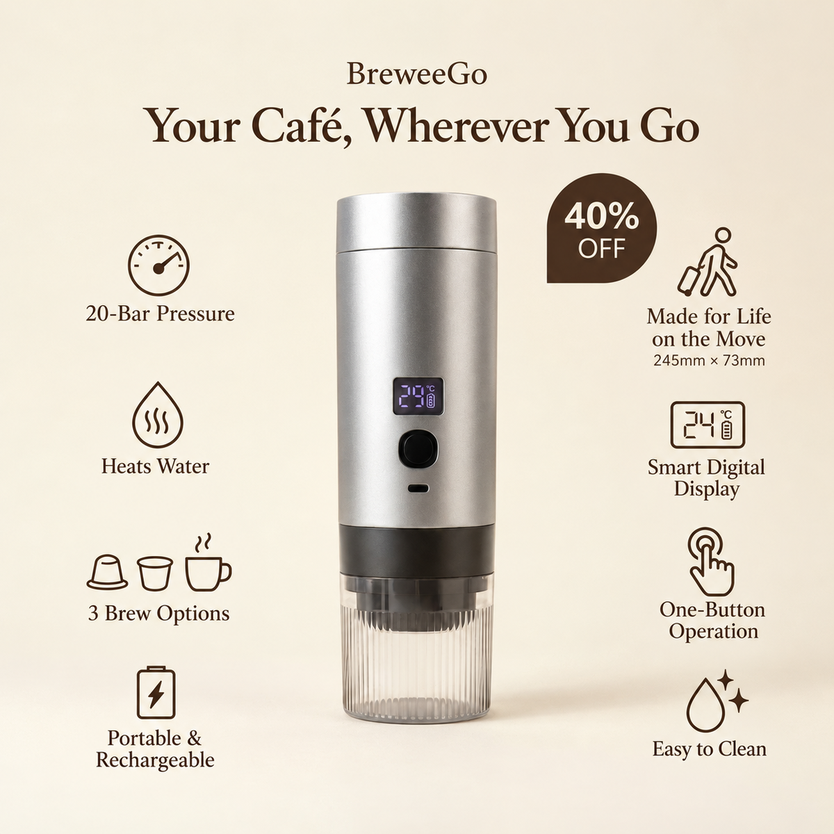 BreweeGo Portable Coffee Maker